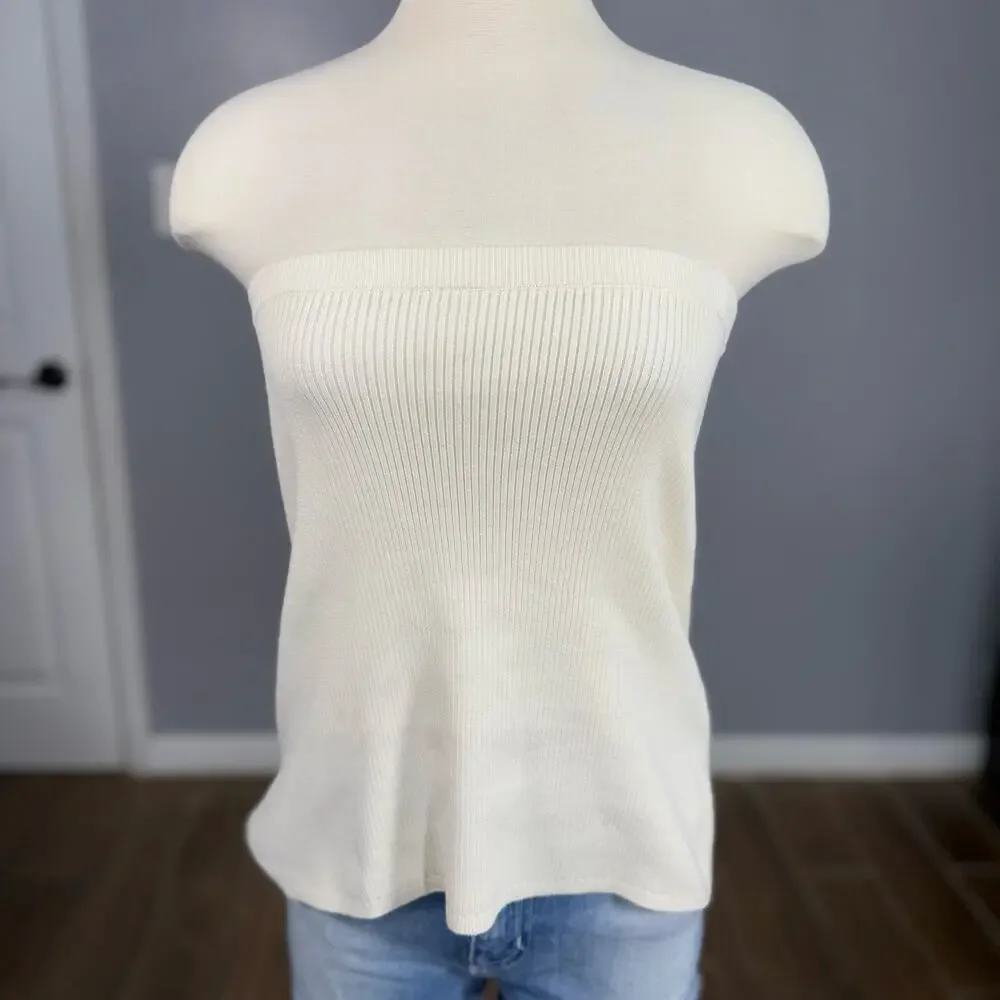 Free People Ribbed Knit Mini Skirt, Cream, S